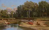 Thomas Mower Martin, Cattle by the Stream, 1915, oil on canvas