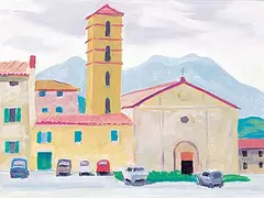 Doris Jean McCarthy, The Church at Sarteano, 2000, oil on wood board
