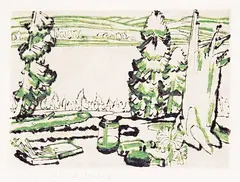 David Brown Milne, Painting Place, 1930, colour etching on paper