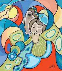 Daphne Odjig, Travel with Me, 1993, acrylic on canvas