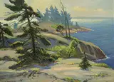 Frank Panabaker, Morning, Georgian Bay, oil on wood board