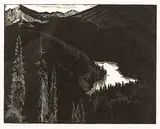 Walter J. Phillips, Vista Lake #93/250, 1932, wood engraving on paper
