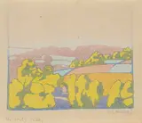 Walter J. Phillips, Wylye Vale, 1924, colour wood block on paper