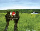 Untitled - Ploughing the Field by Allen Sapp, acrylic on canvas, sold Apr 2022