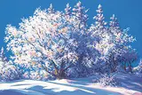 Rene Thibault, A Winter's Oasis, acrylic on canvas