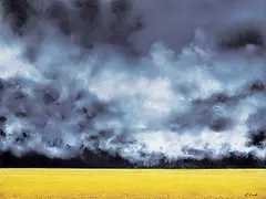 Ken Vincent, Storm Over Prairie, acrylic on wood board