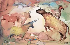 Armand Frederick Vallee, From the Lascaux Sketchbook, 1983, oil on canvas