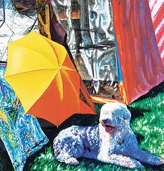 Hot Dog - Grass Corner by Alexandra Haeseker, 1988, watercolour on paper, sold Apr 2022