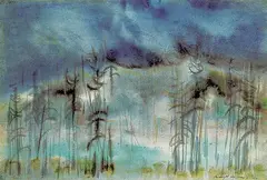 Takao Tanabe, Midnight Sky, 1953, watercolour on paper
