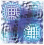Victor Vasarely, Untitled - Blue and Purple Sphere Abstraction #188/250, colour silkscreen on paper