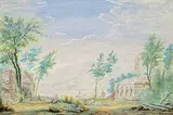 Abraham Rademaker, Untitled - Ancient Ruins, gouache on paper
