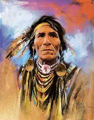Harley W. Brown, Sitting Eagle, pastel on paper