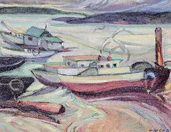 Ernva Willard Code, Untitled - Low Tide Rhythms, oil on wood board