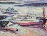 Ernva Willard Code, Untitled - Low Tide Rhythms, oil on wood board