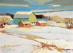 Richard Ferrier, Brock Road Farm, oil on wood board