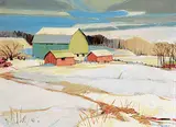 Richard Ferrier, Brock Road Farm, oil on wood board