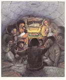 William Kurelek, Story-Telling: A Winter Pastime #24/300, 1975, photolithographic reproduction on paper