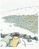 William Kurelek, Stalking Migrating Caribou #1/300, 1975, photolithographic reproduction on paper