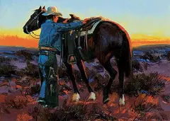 An Early Start by Harold Lloyd Lyon, oil on wood board, sold Apr 2022