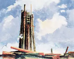 Robert Mcvittie, Broken Ladder, North Vancouver, oil on canvas board