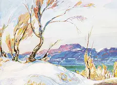 Hal Ross Perrigard, Sketch - Cape Ann Shore [Winter], oil on wood board