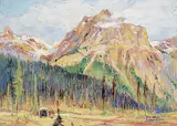 Hal Ross Perrigard, Mountain at Emerald Lake, B.C., oil on wood board