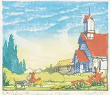 Saint Peters, Windermere by Margaret Shelton, 1977, lino block in eight colours on paper, sold Apr 2022