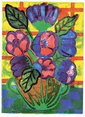 John Harold Thomas Snow, Bouquet and Green Bowl #16/40, colour lithograph on paper