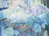 Irene Wahl, Mystical Mountains, mixed media collage on paper