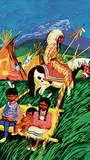 William Arthur Winter, Indian Family and Village, oil on canvas board