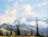 Karl E. Wood, Inverness Peaks, oil on wood board