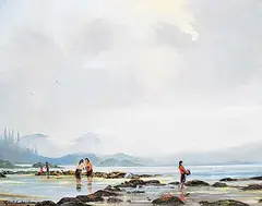 Robert E. Wood, Indian Fish Trap, Klemtu, B.C., oil on canvas