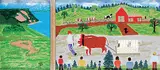 Joyce Stevens, Blomindon Oxen, acrylic on wood board
