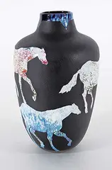 Martha Henry, Ponies, sandblasted glass vase