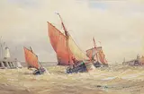 Frederick James Aldridge, Fishing Boats, Shoreham, watercolour on paper