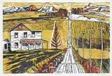 George James Angliss, Road to the Mountains #7/15, colour wood block on paper