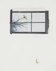 Stefanie Augustine, Bird Song Outside His Window Made Him Happier, mixed media collage on paper