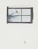 Stefanie Augustine, Bird Song Outside His Window Made Him Happier, mixed media collage on paper