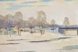 Thomas Harold Beament, Railway Bridge, St. Rose, oil on wood board