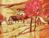 Jean-Guy Desrosiers, October in Charlevoix, oil on paper board