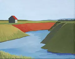 Isabelle Devos, Tantramar Marsh, NB, 2001, oil on wood board