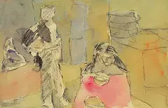 Edward Epp, Untitled - Alone Together, 1993, watercolour and mixed media on paper