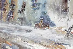 Graham Flatt, Untitled - Rider in the Snow, mixed media on paper