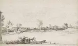 Adam Gottlob Geilstorys, Untitled - Fishing Above the Bridge, 1791, ink and wash on paper