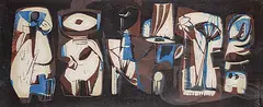 Leslie Frederick Graff, Untitled - Brown and Blue Figures, colour silkscreen on paper