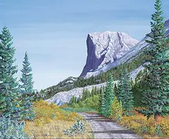 Judith E. Hall, Gibraltar Mtn. [Sheep Creek Forestry Road], acrylic on canvas