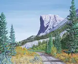 Judith E. Hall, Gibraltar Mtn. [Sheep Creek Forestry Road], acrylic on canvas
