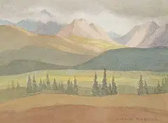 Barbara Roe Hicklin, South of Haines Junction, watercolour on paper