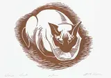 Cosi Cat #70/100 by Illingworth Kerr, lino block on paper, sold Dec 2021