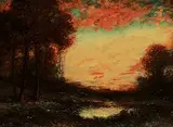Hudson Mindell Kitchell, Untitled - Moody Sky in Fall, oil on canvas